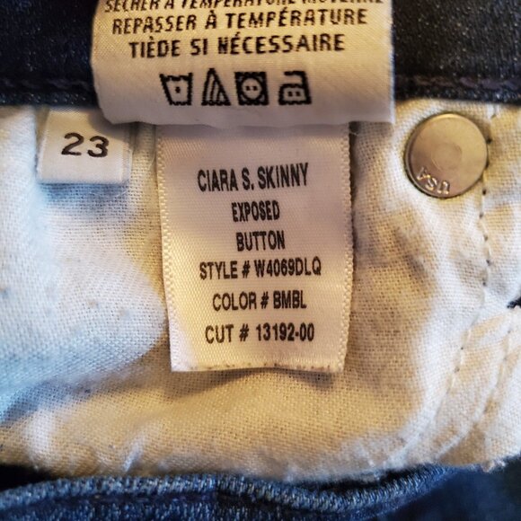 Hudson Ciara S. Distressed Dark Wash Skinny Jeans Exposed Button Mid Rise sz 23 - Picture 7 of 7